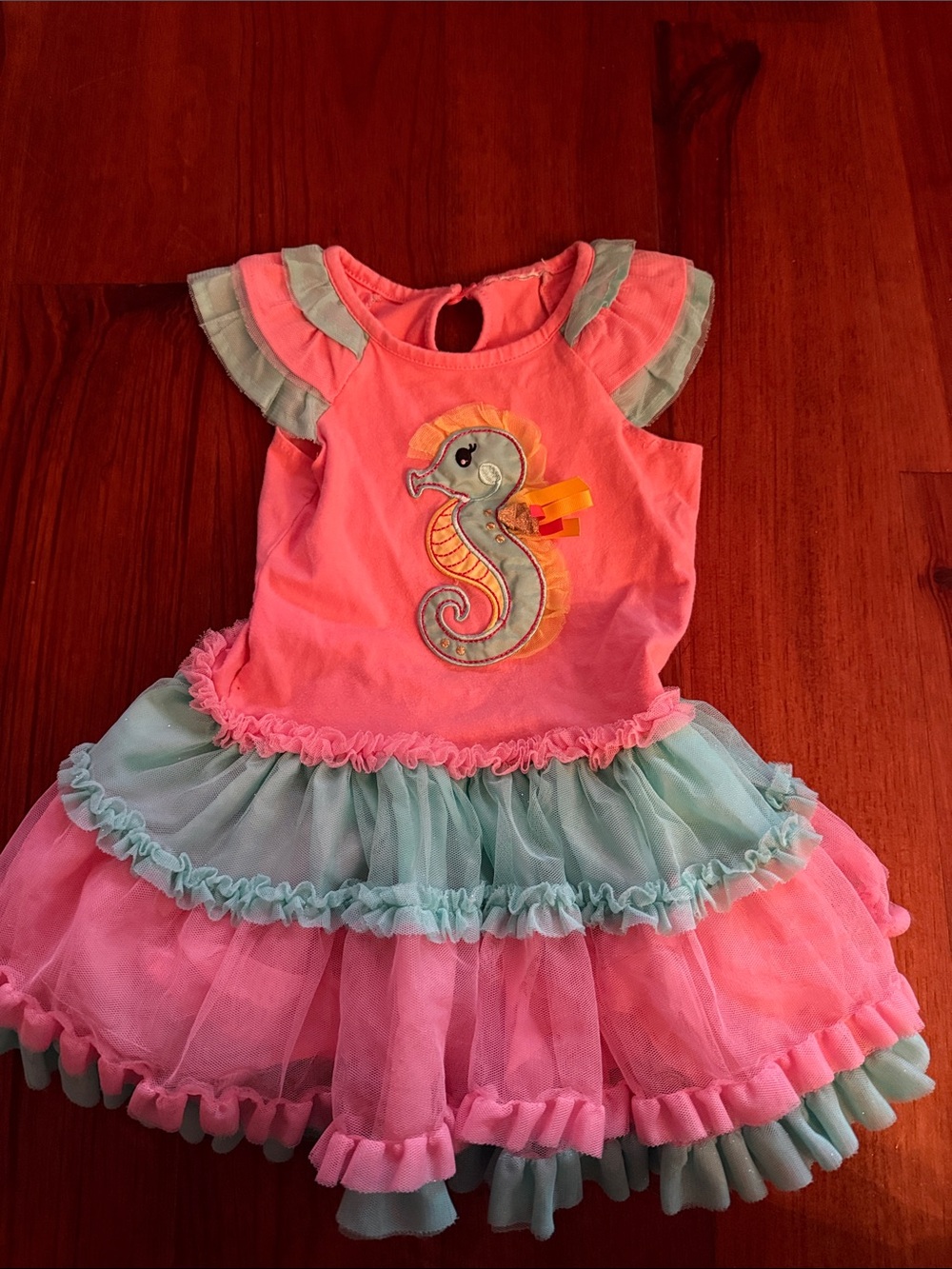 Pink and Mint Seahorse Tutu Dress - Kids Costume Size 2T